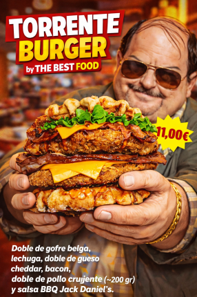 Waffles burger de carne (11,00€) - restaurante en The best food - RESIDENCIAL EL QUIÑON