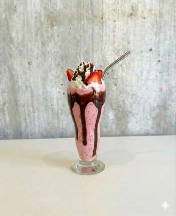 Mikshake, leche, helado, batido de frutas a eleccion, trozos de galletas, crema batida chantilly - cafeteria en Cuca y Manuel - Caba - San Telmo