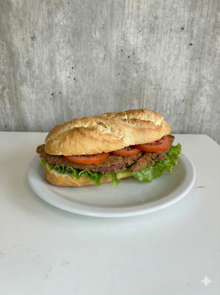 Sandwich de milanesa con lechuga y tomate - cafeteria en Cuca y Manuel - Caba - San Telmo