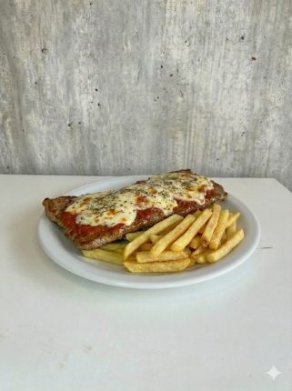 Matambre a la napolitana  papas - cafeteria en Cuca y Manuel - Caba - San Telmo