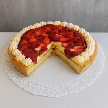 Tarta de Frutillas, Crema pastelera, Frutillas y Crema de Leche - cafeteria en Cuca y Manuel - Caba - San Telmo