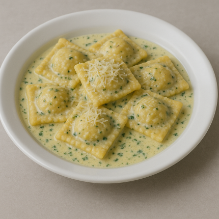 Ravioles de Verdura (salsas a eleccion Fileto, Crema, Mixta)  - cafeteria en Cuca y Manuel - Caba - San Telmo