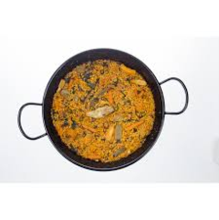 Paella vegetariana (Arroz, judía, zanahoria, garrofón, brotes de ajo, alcachofa, coliflor, pimiento, guisantes) - bar en Venecia Coffee-Bar - Villafranca del Bierzo